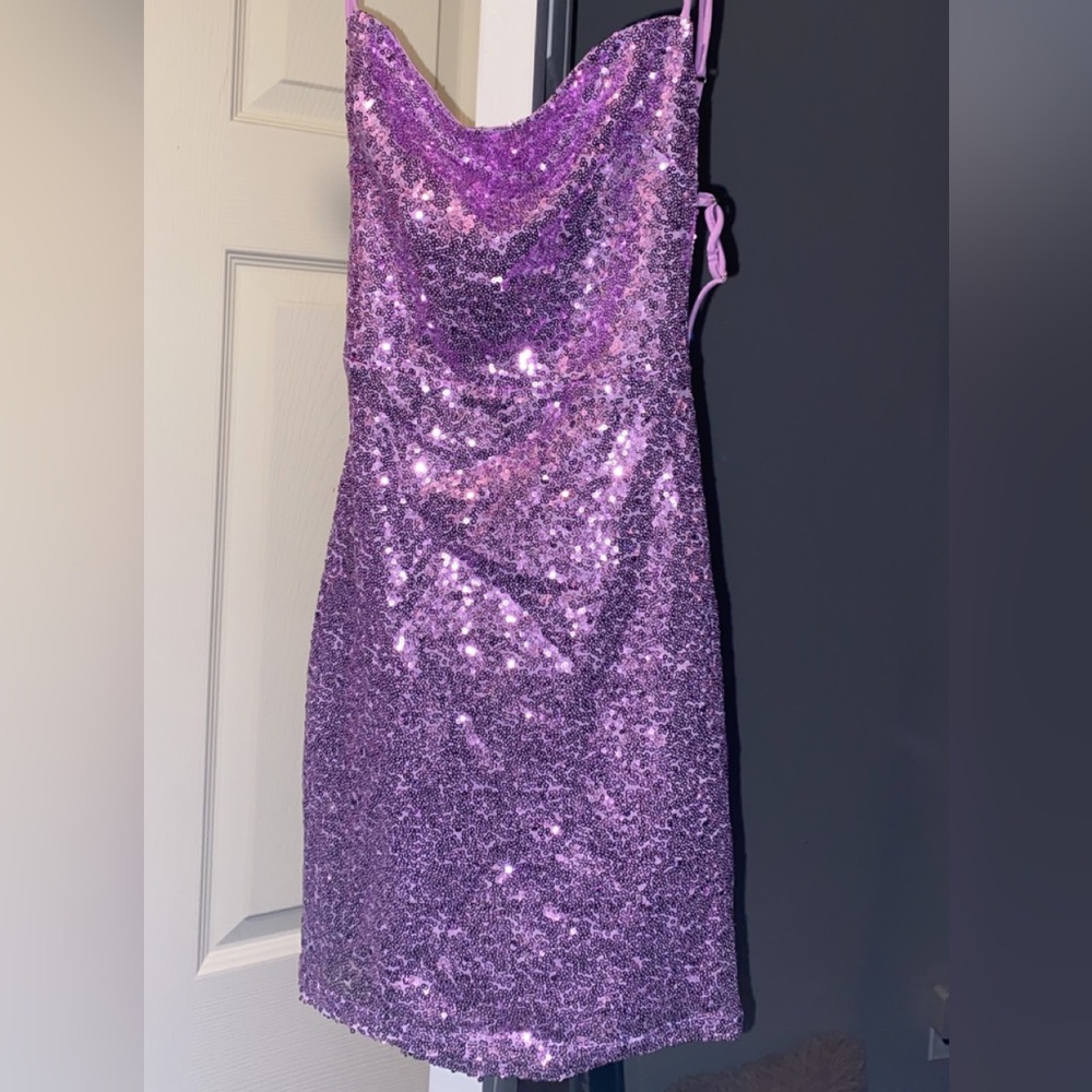 Purple sparkly Lucy in the sky mini dress